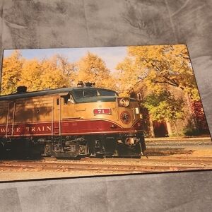 Vintage Train Wall Art in Gold and Red